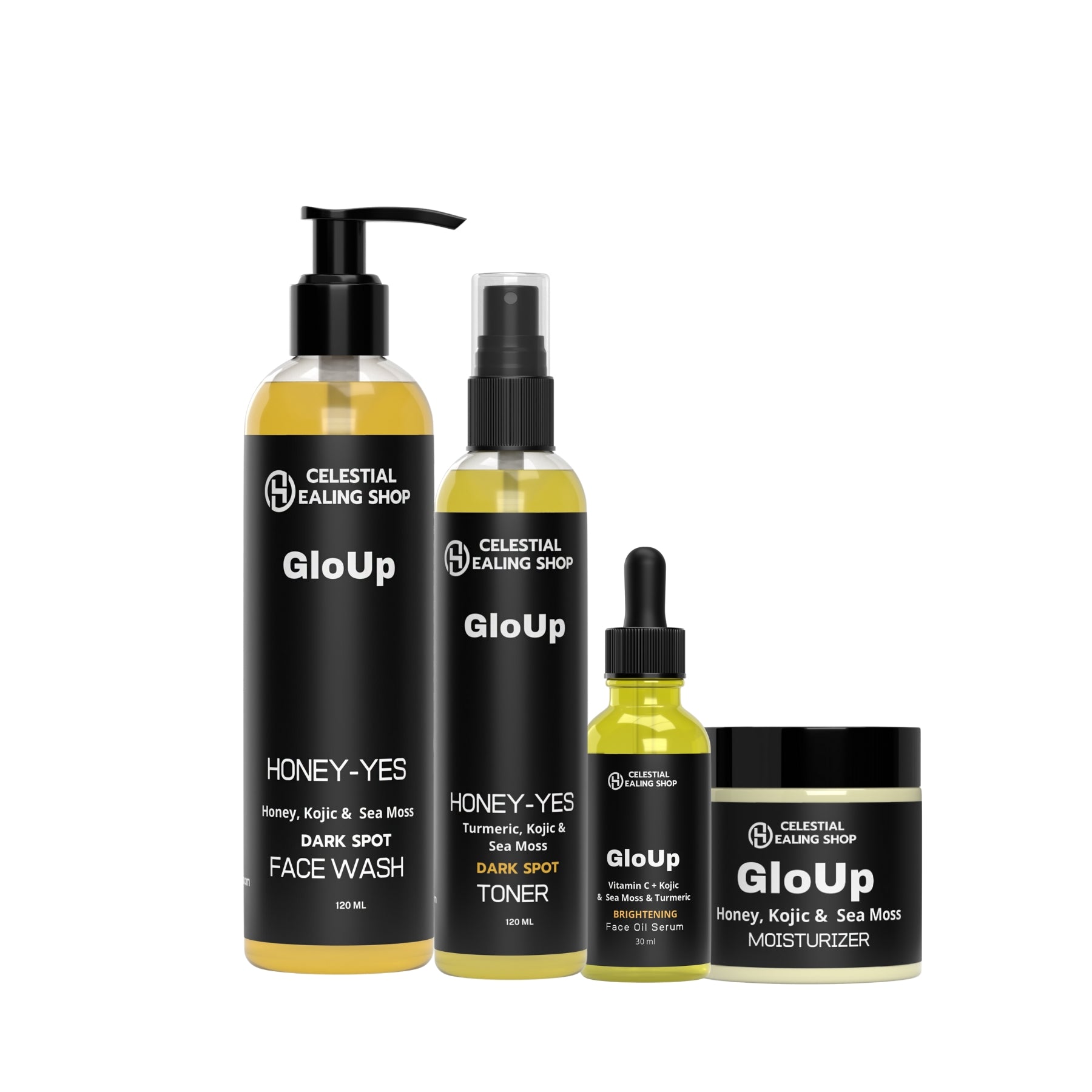 Glo-Up Honey, Kojic, Turmeric & Sea Moss  Dark Spot 4 Pc Kit